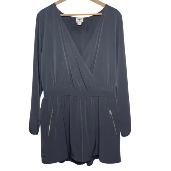 one clothing Pants - ONE CLOTHING | Women's Charcoal Grey Long Sleeve Zipper Detail Romper | Size L